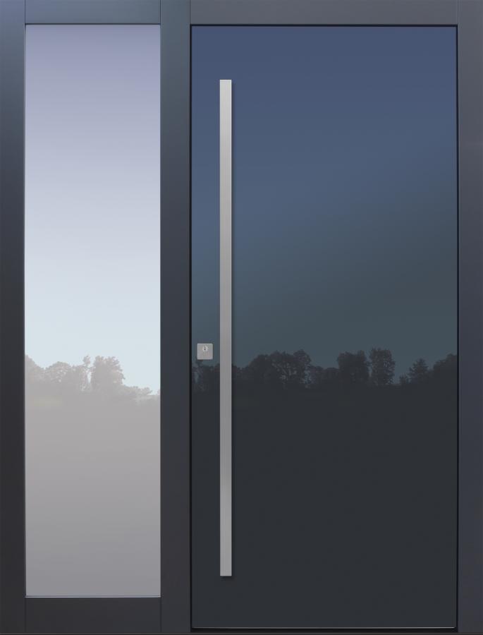 Haustür anthrazit mit Vorsatzglas mit Seitenteil B1 Modell